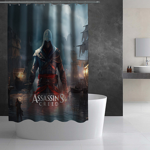 Шторка для ванной Assassins creed ночной город / 3D-принт – фото 2