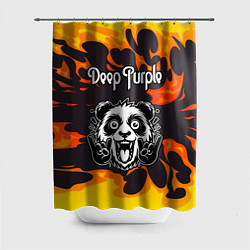 Шторка для душа Deep Purple рок панда и огонь, цвет: 3D-принт
