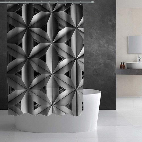 Шторка для ванной Черно белый узор / 3D-принт – фото 2