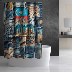 Шторка для душа Пэчворк джинсы в Азербайджане, цвет: 3D-принт — фото 2
