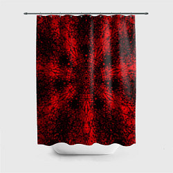 Шторка для душа Мандала абстрактная красно-чёрный, цвет: 3D-принт