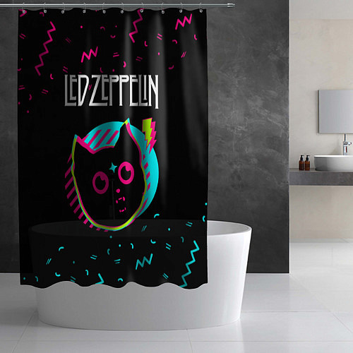 Шторка для ванной Led Zeppelin - rock star cat / 3D-принт – фото 2