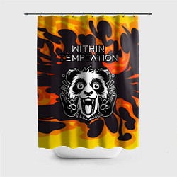 Шторка для душа Within Temptation рок панда и огонь, цвет: 3D-принт