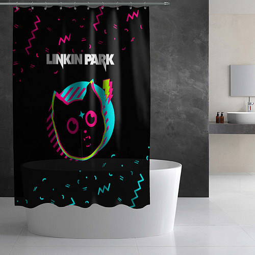 Шторка для ванной Linkin Park - rock star cat / 3D-принт – фото 2