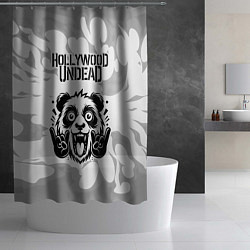 Шторка для душа Hollywood Undead рок панда на светлом фоне, цвет: 3D-принт — фото 2