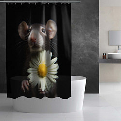 Шторка для душа Крыс и ромашка, цвет: 3D-принт — фото 2