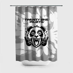 Шторка для душа Twenty One Pilots рок панда на светлом фоне, цвет: 3D-принт
