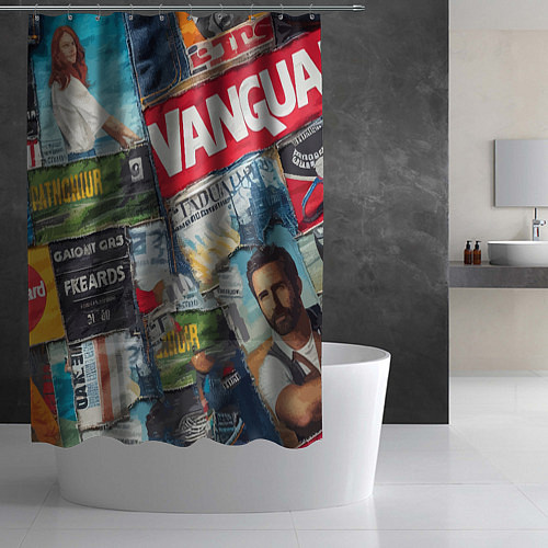 Шторка для ванной Vanguard collage - ai art patchwork / 3D-принт – фото 2