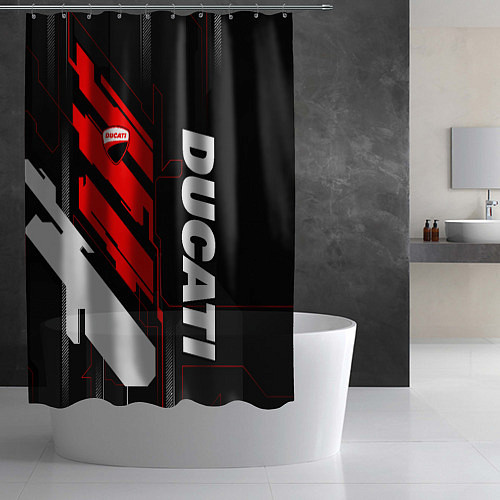 Шторка для ванной Ducati - красный технологический / 3D-принт – фото 2