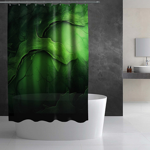 Шторка для ванной Зеленая яркая абстрактная текстура / 3D-принт – фото 2