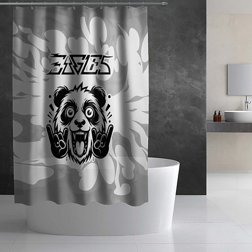 Шторка для ванной Eagles рок панда на светлом фоне / 3D-принт – фото 2