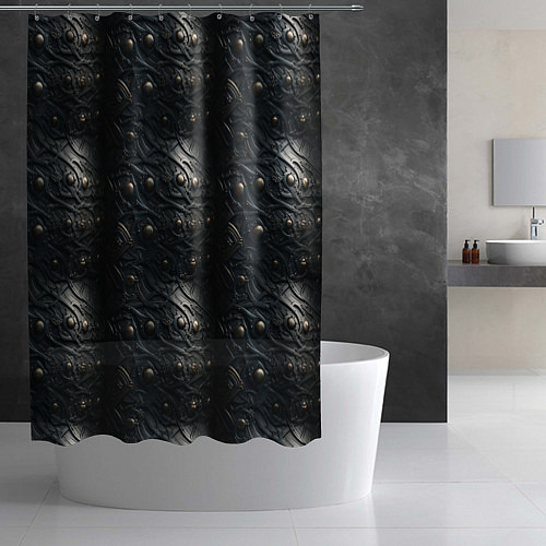 Шторка для ванной Темная текстурная броня / 3D-принт – фото 2