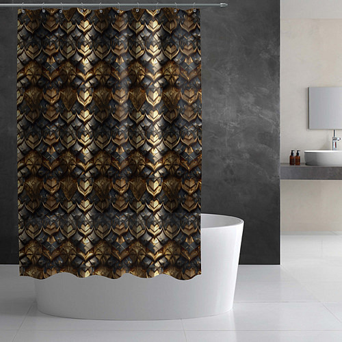 Шторка для ванной Золотистая текстурная броня / 3D-принт – фото 2