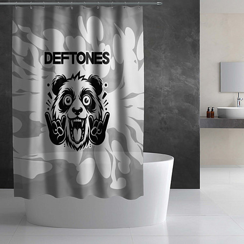 Шторка для ванной Deftones рок панда на светлом фоне / 3D-принт – фото 2