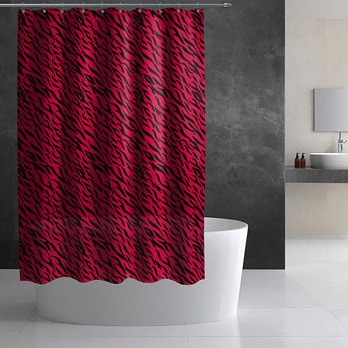 Шторка для ванной Яркий чёрно-розовый шкура / 3D-принт – фото 2