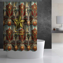 Шторка для душа 9 мая солдаты и знамя, цвет: 3D-принт — фото 2
