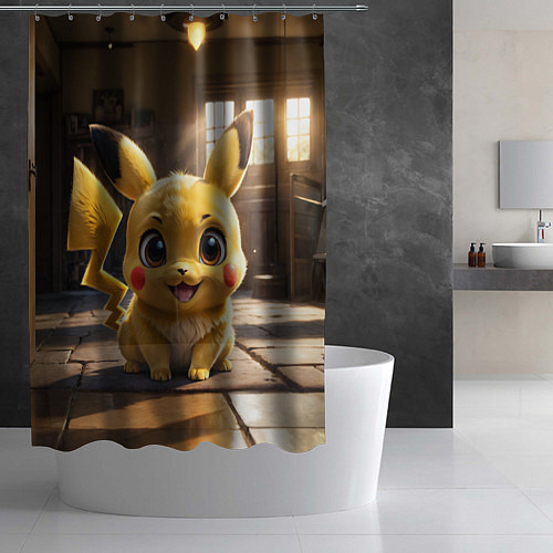Шторка для ванной Пикачу сидит в комнате / 3D-принт – фото 2