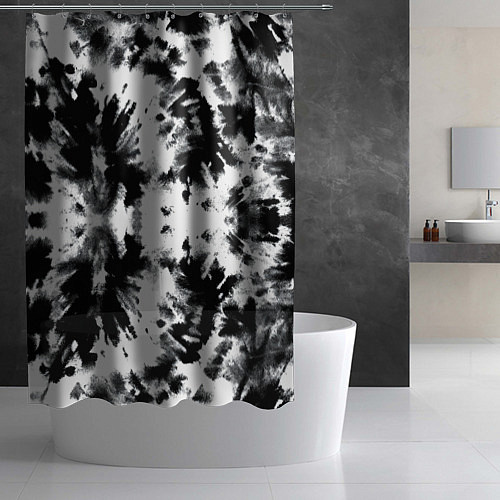 Шторка для ванной Серо белый тайдай / 3D-принт – фото 2