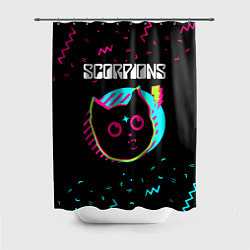 Шторка для душа Scorpions - rock star cat, цвет: 3D-принт