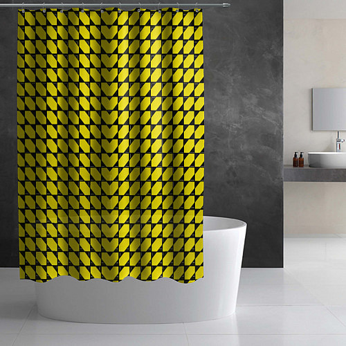 Шторка для ванной Жёлтые лепестки шестиугольники / 3D-принт – фото 2