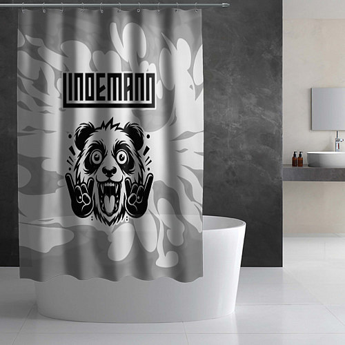 Шторка для ванной Lindemann рок панда на светлом фоне / 3D-принт – фото 2