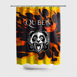 Шторка для душа Queen рок панда и огонь, цвет: 3D-принт