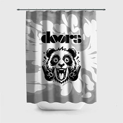 Шторка для душа The Doors рок панда на светлом фоне, цвет: 3D-принт