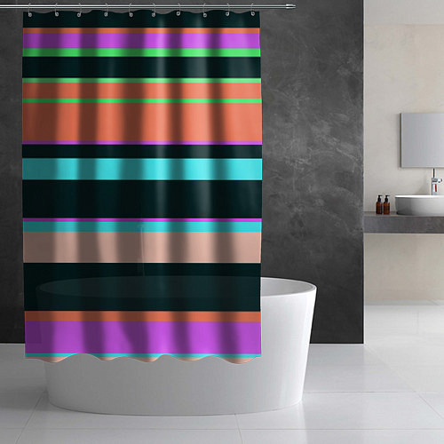 Шторка для ванной Цветные разные полосы / 3D-принт – фото 2