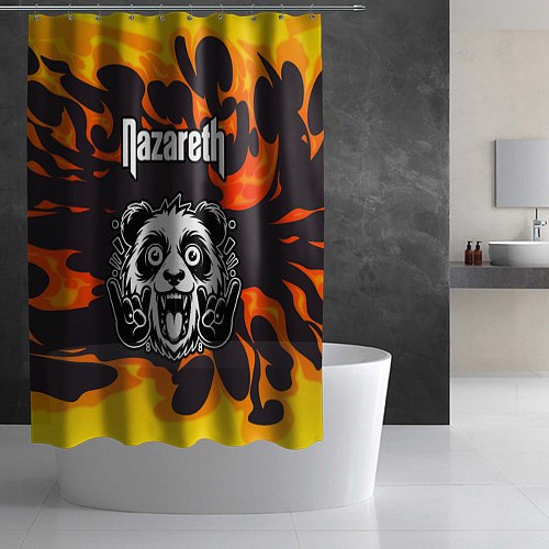 Шторка для ванной Nazareth рок панда и огонь / 3D-принт – фото 2