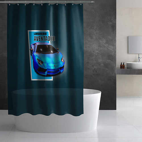 Шторка для ванной Спортивная итальянская машина Lamborghini Aventado / 3D-принт – фото 2