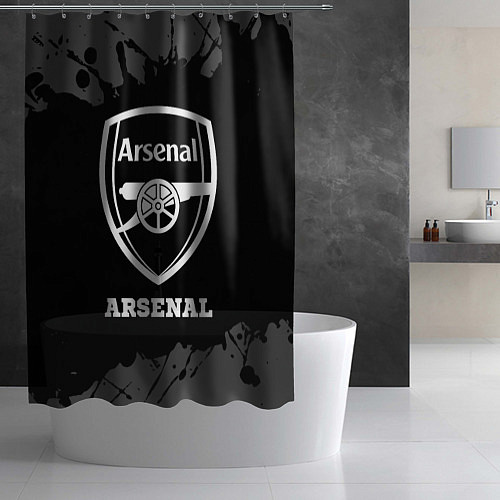 Шторка для ванной Arsenal sport на темном фоне / 3D-принт – фото 2