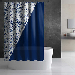 Шторка для душа Сине-белый пополам, цвет: 3D-принт — фото 2