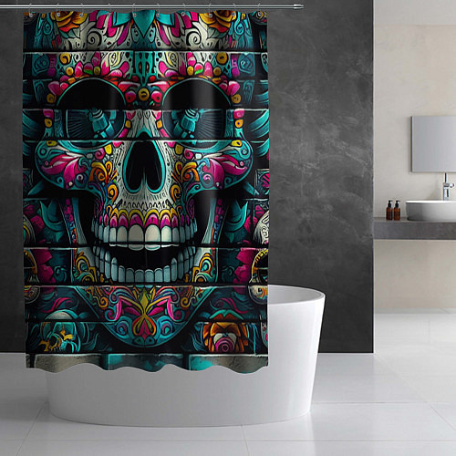 Шторка для ванной Cool skull - graffiti ai art / 3D-принт – фото 2
