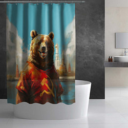 Шторка для душа Медведь с гербом СССР, цвет: 3D-принт — фото 2