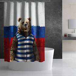 Шторка для душа Медведь и флаг России, цвет: 3D-принт — фото 2