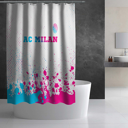 Шторка для ванной AC Milan neon gradient style посередине / 3D-принт – фото 2