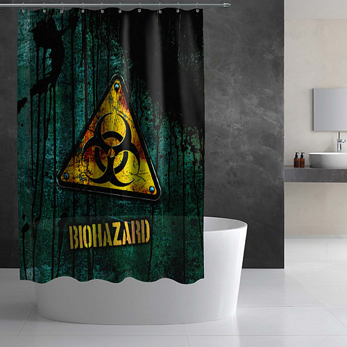 Шторка для ванной Biohazard yellow sign / 3D-принт – фото 2