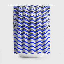 Шторка для душа Black and blue stripes on a white background, цвет: 3D-принт