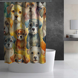 Шторка для душа Красочный паттерн с щенками, цвет: 3D-принт — фото 2