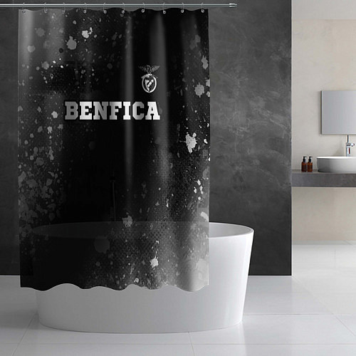 Шторка для ванной Benfica sport на темном фоне посередине / 3D-принт – фото 2