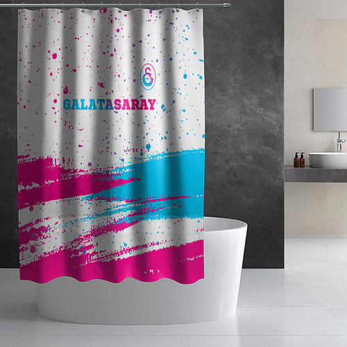 Шторка для ванной Galatasaray neon gradient style посередине / 3D-принт – фото 2