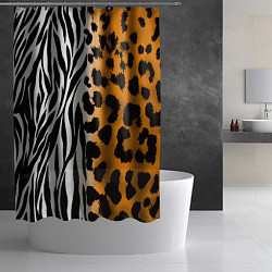 Шторка для душа Леопардовые пятна с полосками зебры, цвет: 3D-принт — фото 2