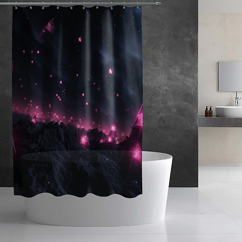 Шторка для ванной Яркие пирамидки в космосе / 3D-принт – фото 2