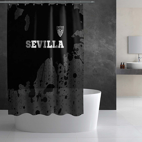 Шторка для ванной Sevilla sport на темном фоне посередине / 3D-принт – фото 2