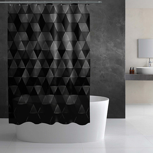 Шторка для ванной Серые треугольники / 3D-принт – фото 2