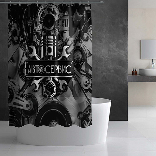 Шторка для ванной Автосервис - мотор / 3D-принт – фото 2