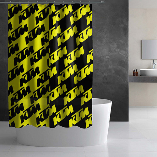Шторка для ванной KTU жёлто чёрный стиль / 3D-принт – фото 2