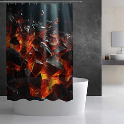 Шторка для душа Взрыв камней в красном неоне, цвет: 3D-принт — фото 2