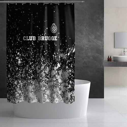 Шторка для ванной Club Brugge sport на темном фоне посередине / 3D-принт – фото 2