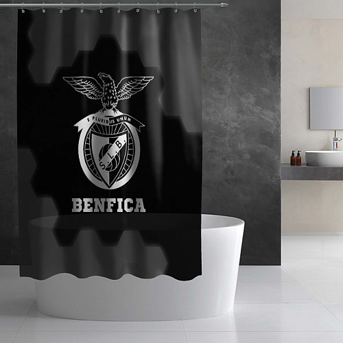 Шторка для ванной Benfica sport на темном фоне / 3D-принт – фото 2